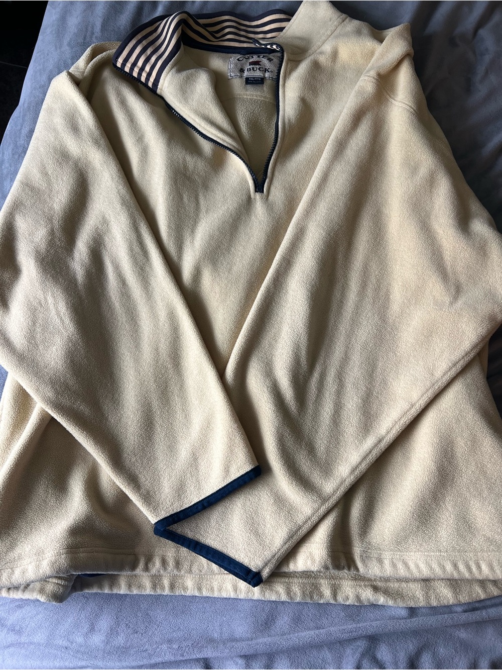 Cutter & Buck Cream Quarter-Zip Pullover with Navy Trim